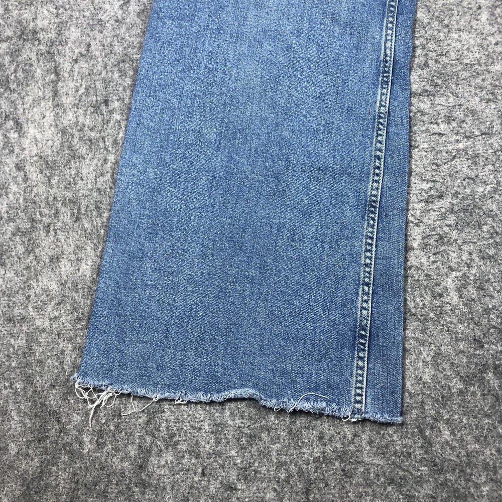 Zara Jeans Womens 10 Medium Wash High Rise Wide Leg Crop Raw Hem Relaxed Denim - Picture 2 of 16